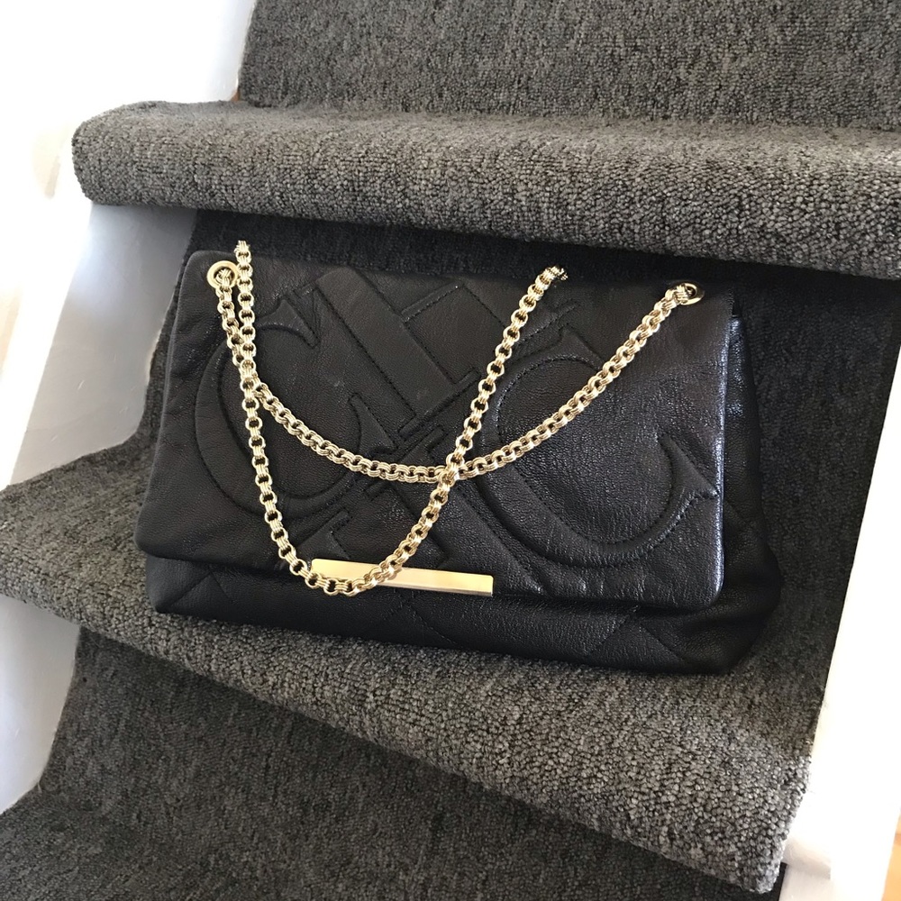 Carolina Herrera black leather shoulder bag